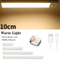 Judesio jutiklio spintelė naktinė lemputė LED USB apšvietimas virtuvės spinta spinta spintelės lempa įkraunama magnetinė LED lemputė 10cm šilta balta spalva