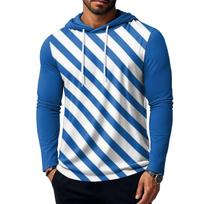 Men's Short Sleeve Hoodie Cotton Hooded T Shirts Lightweight Sweatshirt Hoodies Pullover L mėlyna