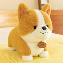 Cute Corgi Doll Puppy Sleeping Pillow-fitting Plush Toy Shiba Inu Dolls Give Birthday Gifts for Boys and Girls 25cm beige