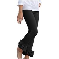 Children's Fashion Solid-Colour Lace Trim -Coloured Casual Versatile Sweet- Outfit Leggings 7Y juoda