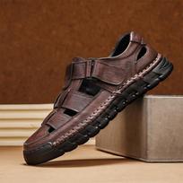 Madingos Retro Stiliaus Vyriškos Vasarinės Odinės Basutės Patogios Laisvalaikio Rankų Darbo Odinės Basutės Atsitiktinės Plokščiapadės Stilingos Kvėpuojančios Paplūdimio Avalynė 38 ruda