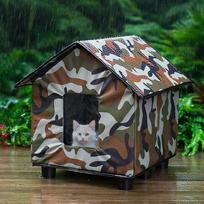Outdoor Cat House Stray Cat Shelter Waterproof Windproof Foldable Kitten House Kennel for Community Barn Outside Porch Winter įvairiaspalvis