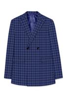 Rhino Blue Super fine Checkered Double Breasted Premium Cotton Blazer 46