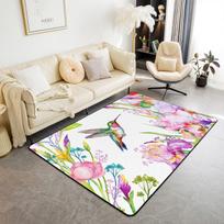 Hummingbird Area Rug Tropical Birds Living Room Rugs for Bedroom Home Decor Hummingbird Flowers Carpet Ultra Soft Non-Slip 40x60cm 16x24 inch