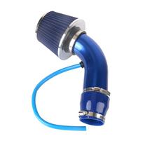 Universalus aliuminio šalto oro įsiurbimo sistemos rinkinys automobiliui, automobilio priedai, 76mm/3 colio turbo įsiurbimo vamzdžio rinkinys su oro filtru mėlyna