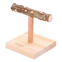 Bird Stand Natural Wood Table Top Perch with Base Training Toy Cage Accessory S