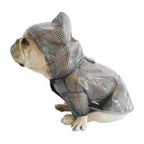 Wholesale by the manufacturer, dog raincoat tide brand, the same plaid raincoat, French fight teddy clothes, medium and small dog poncho S gray