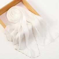 Fashion Beads Islamic Turban Chiffon Bandana Wraps Shawl Thin Pashmina Malaysia Headscarf Daily