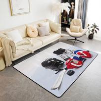 Ice Hockey Carpet Hockey Player Area Rug for Boy Teen Soft Winter Sport Indoor Floor Mat for Bedroom Bedside Living Room Doormat 40x60cm 16x24 inch