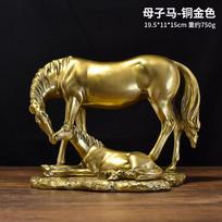 Creativity Faux Wood Mother and Son Horses Sculpture Handcrafted Resin Horses Family Statue Rustic Decor Office Home Decor Gifts