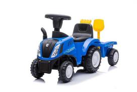 Vaikiškas paspiriamas traktorius su priekaba New Holland, mėlynas