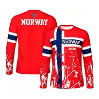 Norway Print Long Sleeve T-Shirt for Men Women Kids, Loose 3D Printed Sports Fitness Soccer Tee S red