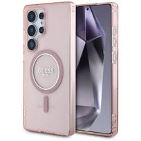 Rožinis blizgus Guess“ dėklas Galaxy S25 Ultra telefonui