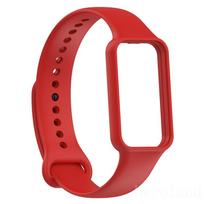Madingas silikoninis laikrodžio dirželis Huami Amazfit Band 7 išmaniajam laikrodžiui, apyrankė, apyrankė, Amazfit band7 dirželio sagtis + plėvelė for Amazfit band7 raudona