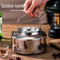 Itin lengvas nerūdijančio plieno kempingo virdulys - Nešiojamas lauko naudojimui Dual Handle Kettle