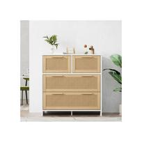 High-quality 4-drawer rattan wardrobe with solid wood handles Dimensions : L80/H80/T38 cm