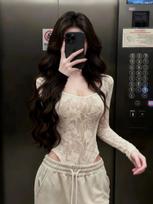 Women's White Lace U-neck Bodysuit - Spring Spicy Girl Collection Small balta