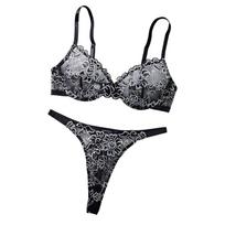 Black & White Lace Embroidery Push-Up Bra & Thong Set - Sexy Temptation Lingerie Small juoda