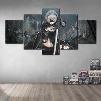 Modulinis drobės paveikslas 5 dalys Nier Anime veikėjų plakatai HD spausdintas sienos meno paveikslo rėmas svetainės dekoravimui namams 30x40 30x60 30x80cm gray