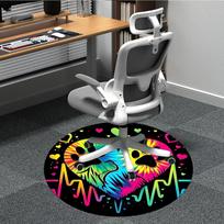 1pc PawPrints Heartbeats Office Round Area Rug, Indoor Mat Suitable For Office, Under Office Chairs Bedroom Living Room Home Decor, Room Deco209 80cm by 80cm