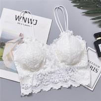 Women Fashion  Lace Bralette Top  Adjustable Sleeveless Tank Tops Crops Top Bra Ladies Camisole Plus Size Lingerie S balta