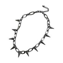 Women's Punk Rock Necklace Spiked Rivet Choker Collar Edgy Chain juoda