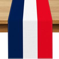 France Flag Blue White Red Stripes Linen Table Runner Party Decor Reusable Kitchen Dining Table Runner Holiday Party Decorations 150x33cm