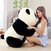 Didžiosios pandos lėlė pliušinis žaislas apkabinama panda miela miela miela gulinti lėlė juoda ir balta bambuko lapų panda 22cm white
