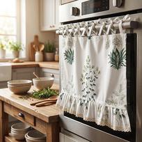 1PC Nuan Series Boho Lace Tier Oven Skirt Tassel Decoration Insulated Oven Door Curtain for Oven Cabinet Kitchen Home Decor W77cm x L55cm