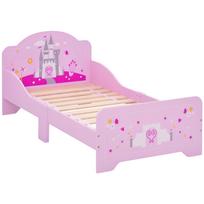 Vaikų lova Princesės pilies tema su šoniniais apsauginiais borteliais ir grotelėmis Namų baldai 3–6 metų vaikams Rožinė 143 x 73 x 60 cm 143 x 73 x 60 cm
