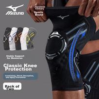 MIZUNO Knee Brace for Suitablen, for Running, Badminton, Hiking, Basketball, Professional Sports Protection Gear, Black And Gray, Size M*2