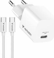 Verbatim Charger uniwersall Mini GaN 20W with cable 1m, USB-C P.D 3.0