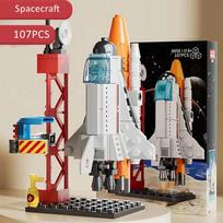 Aviation Spaceport Model Space Shuttle Rocket Launch Center Construction Building Blocks Spaceship Kids Bricks Creative Toys NOT  BOX black