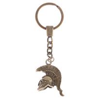 Spartan Roman Helmet Warrior Greek Gladiator Alloy Keychain Jewelry Charm Keyring Party Birthday Gift For Men gray