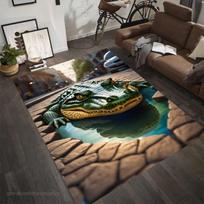 3D krokodilo iliuzijos grindų kilimėlis, realistiškas reljefinis roplio odos kilimas, neslystantis modernus svetainės kilimas, poliesterio namų dekoras 50x80cm gray