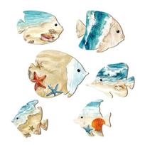 6Pcs Wood Wall Art Ocean Theme High-Definition Printed Fish Decor Set Waterproof Decoration for Living Room Bathroom Balcony Beach House Decor Sets