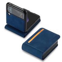 Prabangus odinis dėklas-piniginė Samsung Galaxy Z Flip 6 5 4 3, dangtelis su kortelių laikikliu, verslo telefono krepšys Flip3 flip4 kišenė Funda For Samsung Z Flip 3 black
