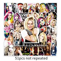 51-Piece Avril Lavigne Graffiti Sticker Set for Laptops, Suitcases, Guitars, and Refrigerators