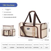 Wakytu UK Large Capacity Pet Airline Carrier - Crossbody Single Shoulder Portable Cat Crate beige
