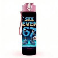 1 vnt. Neoninė Galaktika Šeši Septyni Grafiti Menas 750 ml Spalvotas Plastikinis Vandens Butelis Nesandarus Atlenkiamas Šiaudelis Dangtelis Sportui Biurui Namams Pack of 1 rožinė