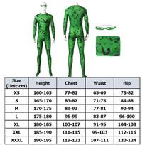 TV Riddler Cosplay Kostiumas Fantazijos Uniforma Marškiniai Paltai Kelnės Kaklaraištis Kaukė Suaugusių Vyrų Apranga Helovino Karnavalo Šventės Kaukė Kostiumas XXXL mėlyna