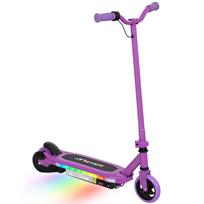 Elektrinis paspirtukas vaikams 6-14 metų, maksimalus greitis 10 km/h, spalvingi LED žibintai, elektrinis stabdys, violetinės spalvos 76 x 46 x 93 cm