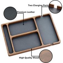 Wooden Office Desktop Storage Box Solid Wood Partition Storage Box Mobile Phone Headphone Debris Storage Box Wooden Storage Tray 1PC