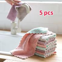 Super Absorbent Microfiber Kitchen Dish Cloth High-efficiency Tableware Household Cleaning Towel Kitchen Tools 5pcs gray