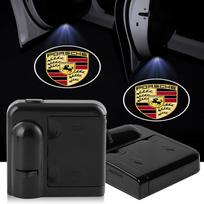 2Pcs/Set Car Door Emblem Light LED Welcome Lamp Wireless Laser Projector For Porsche Cayenne Macan 911 Gt3 918 928 944 968 Boxster Panamera black
