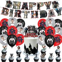 32pcs Skibidi Toilet Party Supplies Including Cake Topper Banner Balloons black