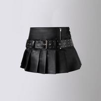 Paauglių mergaičių dirbtinės odos klostuota mini sijoninė suknelė su korseto juosmeniu Punk Gothic Streetwear Cosplay vakarėlio apranga Saldi šauni trumpa sijoninė suknelė 100cm