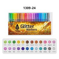 Fine-Tip Glitter Markers: Multi-color, Press-Activated, Stackable, Water & Sun-Resistant, 0.7mm Hard Tip for Dazzling Drawings.
