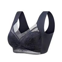 Women's Lace Wire-free Bra Solid Color with Contrasting Lace Details Non-removable Pads Comfortable for Everyday Use L juoda