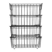 4PCS Freezer Organizer Bins Carbon Steel Black Storage Container Baskets for Meatballs Ice Cream
